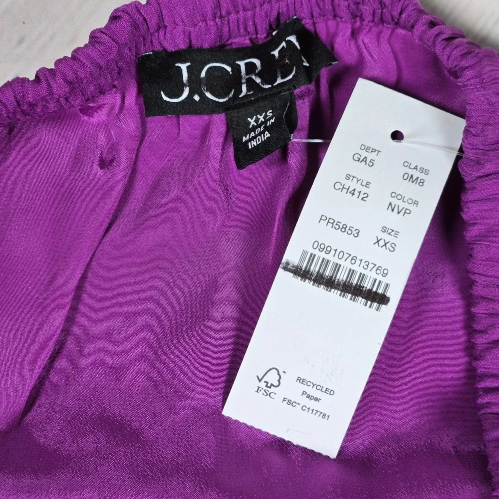 J. Crew Gwyneth‎ layered slip skirt crinkle chiffon Neon Vibrant Purple XXS NWT